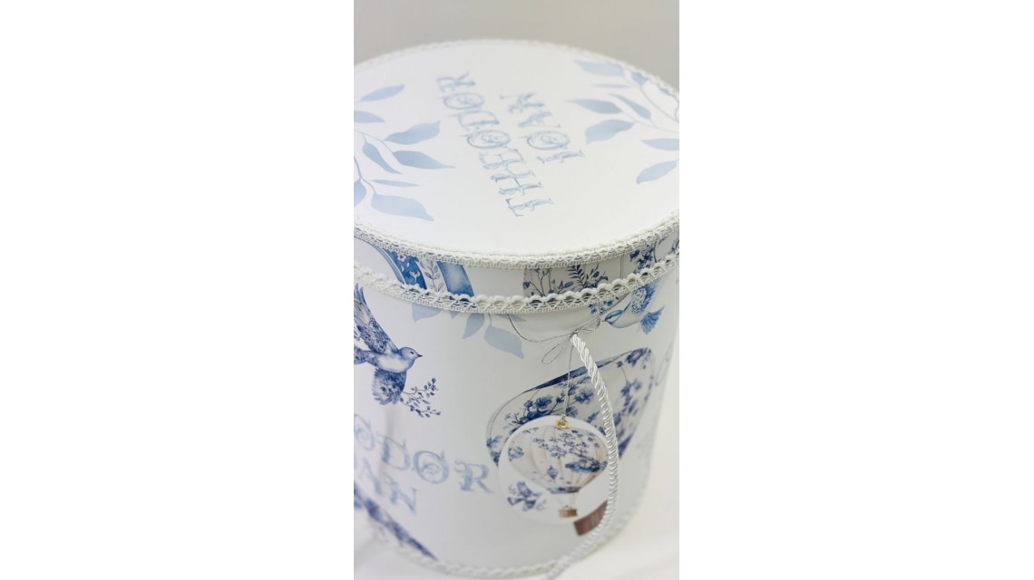 Trusou botez baietel Hot Air Balloon Blue Toile cu baloane de aer cald design elegant 11
